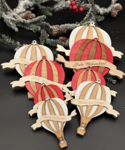 Christbaumanhänger Heißluftballon, Holz, Weihnachten