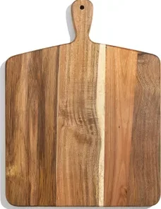 Schneidebrett aus Akazienholz mit Griff für Fleisch, Käse, Gemüse, Brot und Wurst – Dekoratives Servierbrett aus Holz