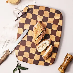 Bambus-Schneidebrett, doppelseitig, Massivholz, Küchenbrett, langlebig, Hirnholz, zum Schneiden von Fleisch, Brot und Gemüse