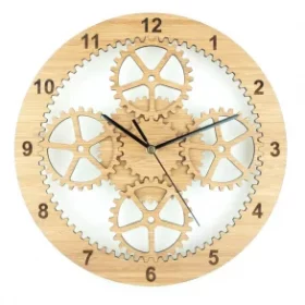 Rustikale Holzwanduhr mit Wunschtext und dekorativem Ziffernblatt