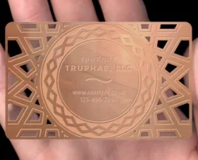 Edelstahlkarte mit Firmenlogo und QR-Code