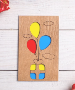 Holzgrußkarte mit Foto-Gravur als Erinnerung an gemeinsame Erlebnisse