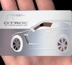 Karte mit Firmenlogo aus Aluminium