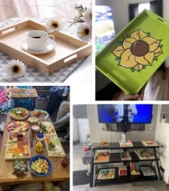 Tablett aus Akazienholz graviert