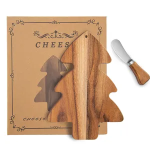 Geschenkbox: Klassisches Servierbrett aus Akazienholz, Käsebrett mit Messer und Bücherbox