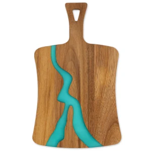 Handgefertigtes Schneidebrett aus Olivenholz, Holz und Harz als Einweihungsgeschenk, Käsebrett aus Harz, dekoratives Luxus-Küchenschneidebrett