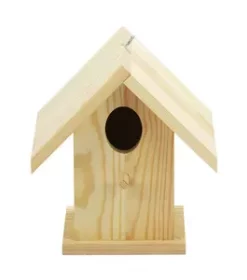 Modernes graviertes Vogelhaus mit Liniengravur für dezente Gestaltung im Außenbereich