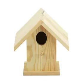 Modernes graviertes Vogelhaus mit Liniengravur für dezente Gestaltung im Außenbereich