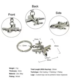 Reise-Schlüsselanhänger mit Mini-Flugzeug aus Metall