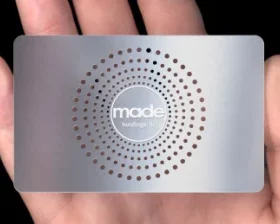 Aluminiumkarte mit Text für Geschäftskunden