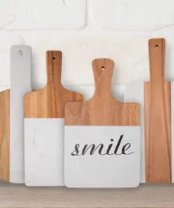 Naturmarmor-Käseschneidebrett aus Akazienholz, Marmor für Käse, Obst, Fleisch, mit Griff