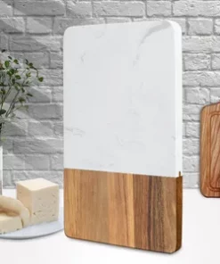 Praktisches, trendiges Käsetablett aus Akazienholz mit Marmor