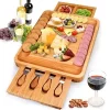Bestseller: Bambus-Käsebrett-Set mit Käsebesteck, Walnuss-Käsebrett