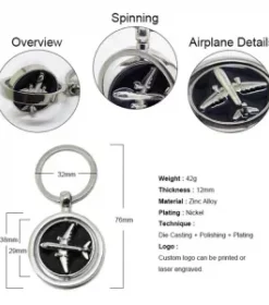 Flugzeug-Schlüsselanhänger mit polierter Oberfläche aus Metall