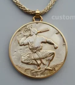 Handgemachte Holzmedaille mit Text