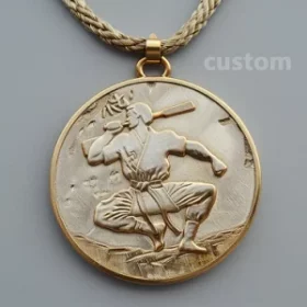 Handgemachte Holzmedaille mit Text
