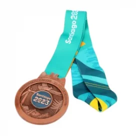 Holzmedaille mit Lederelement