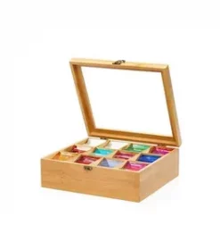 Hochwertige Holz-Teebox personalisieren lassen – Firmenlogo oder Namen gravieren lassen