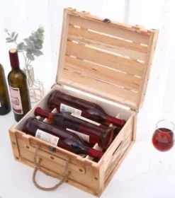 Handgemachte Weinbox aus Holz personalisiert – Handgefertigte Box für Weinflaschen