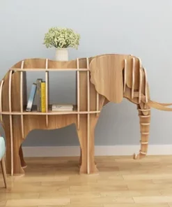 Designer-Regal aus Holz – Tiermotive für Bücherfreunde