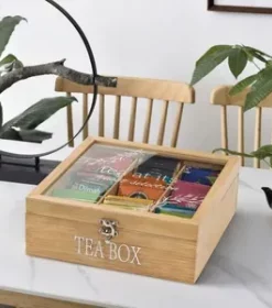 Premium Holzbox für Tee mit Gravur – Edle Box mit Wunschgravur