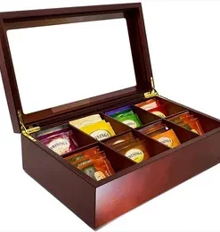 Edle Holz-Teebox mit Gravur – Hochwertiges Accessoire für Küche und Büro