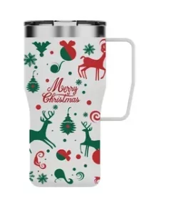 Eleganter Thermobecher aus Edelstahl mit dem Firmenlogo als exklusives Mitarbeitergeschenk