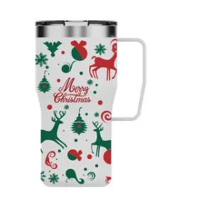 Eleganter Thermobecher aus Edelstahl mit dem Firmenlogo als exklusives Mitarbeitergeschenk