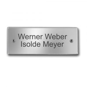 Aluminiumschild 80x30 mm mit Bohrung mit Gravur, selbstklebend, inkl. Gravur