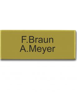 Messingschild 80x30 mm mit Gravur selbstklebend, selbstklebend, od. 2 Bohrungen, inkl. Gravur