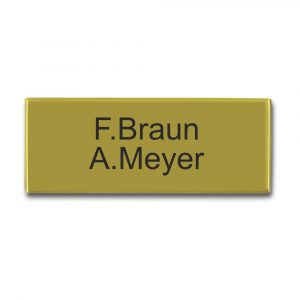 Messingschild 80x30 mm mit Gravur selbstklebend, selbstklebend, od. 2 Bohrungen, inkl. Gravur
