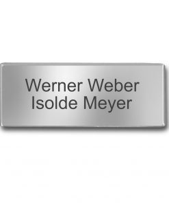 Edelstahlschild 80x30 mm mit Gravur, selbstklebend, od. 2 Bohrungen, inkl. Gravur