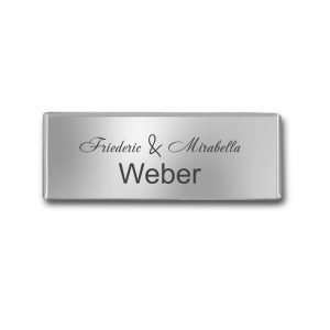 Edelstahlschild 70x25 mm mit Gravur, selbstklebend, od. 2 Bohrungen, inkl. Gravur