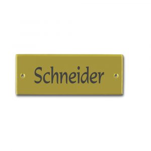 Messingschild 70x25 mm mit Gravur selbstklebend, od. 2 Bohrungen, inkl. Gravur