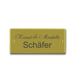 Messingschild 70x30 mm mit Gravur 2 Bohrungen, 70 x 30 x 1 mm, matt oder poliert, inkl. Lasergravur