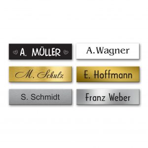 Briefkastenschild mit Gravur, ab 50x13 mm, 6 Farben, tolle Designs, Edelstahl, Messing, Aluminium oder Kunststoff
