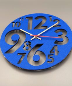 Wanduhr blau Holz, Filz-Design Uhr,Design trifft Handwerk