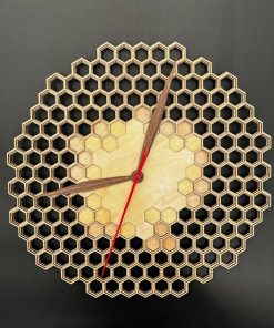 Ein Meisterwerk der Effizienz: Die Holzuhr mit Bienenwaben-Design,Geräuscharm und Modern.