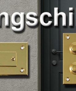 Messingschilder mit Klingelknopf