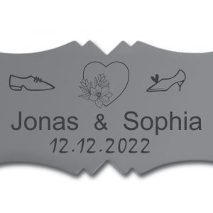 Hochzeitsschilder, TEGravur, 122 x 55 x 1,5 mm Messing, mit Gravur