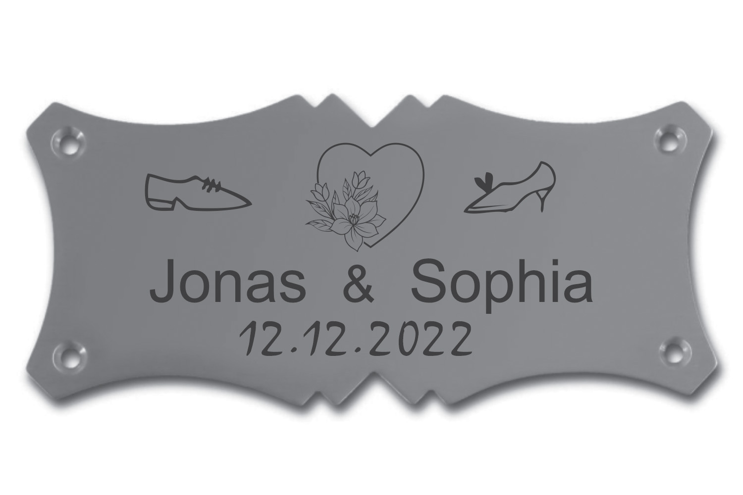 Hochzeitsschilder, TEGravur, 122 x 55 x 1,5 mm Messing, mit Gravur