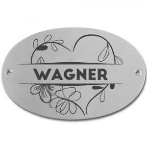 Edelstahlschild 122x73 mm mit individuell Gravur, TEGravur, Oval