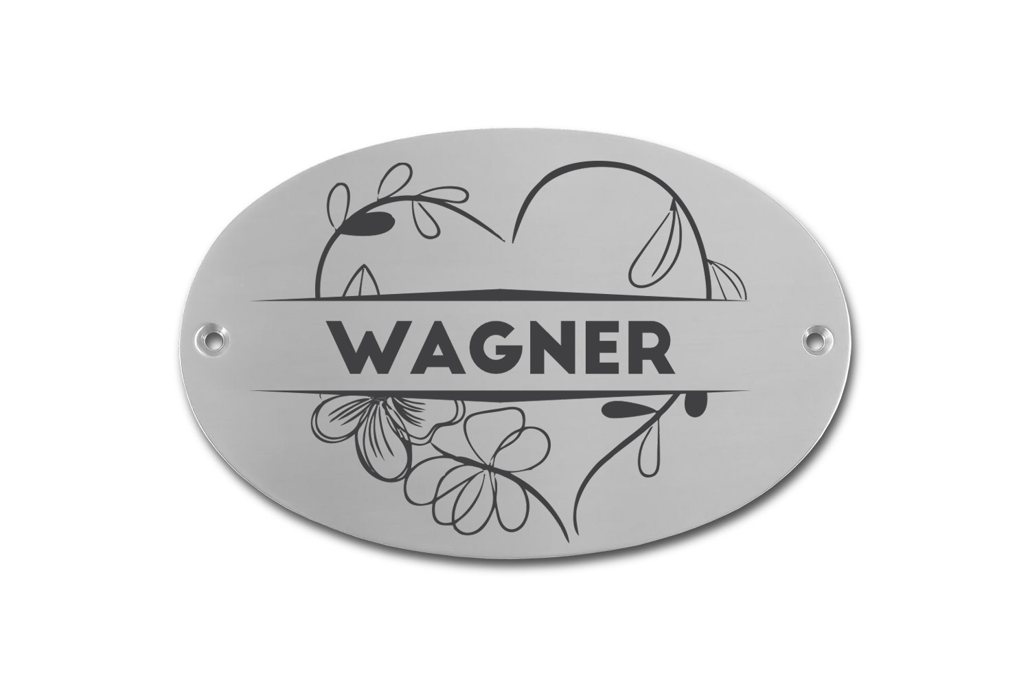 Edelstahlschild 122x73 mm mit individuell Gravur, TEGravur, Oval