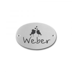 Edelstahlschild 63x42 mm mit individuell Gravur, TEGravur, Oval