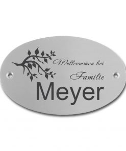 Edelstahlschild 98x62 mm mit individuell Gravur, TEGravur, Oval