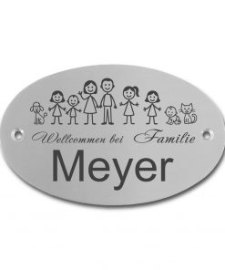 Edelstahlschild 98х61 Familie mm mit individuell Gravur, TEGravur, Oval