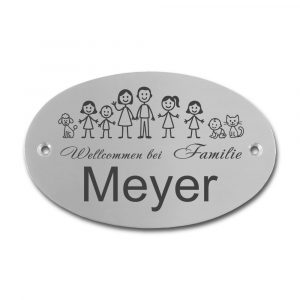Edelstahlschild 98х61 Familie mm mit individuell Gravur, TEGravur, Oval