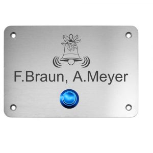 Edelstahlschild mit Klingelknopf 100 x 70 mm mit individuell Gravur, TEGravur