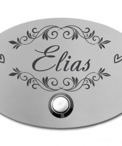 Edelstahlschild mit Klingelknopf 100 x 70 mm mit individuell Gravur, TEGravur, Oval