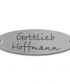 Edelstahlschild 114x37 mm mit individuell Gravur, TEGravur, Oval